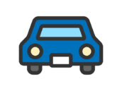 正面から見た、自動車アイコン（線画カラー）の無料イラスト｜透過PNG・商用利用OK