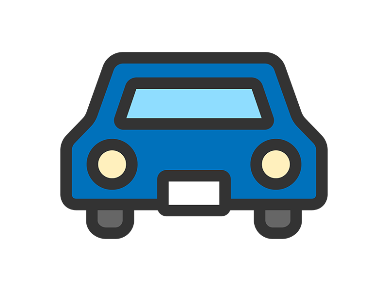 正面から見た、自動車アイコン（線画カラー）の無料イラスト｜透過PNG・商用利用OK