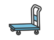 台車のアイコン（線画カラー）の無料イラスト｜透過PNG・商用利用OK