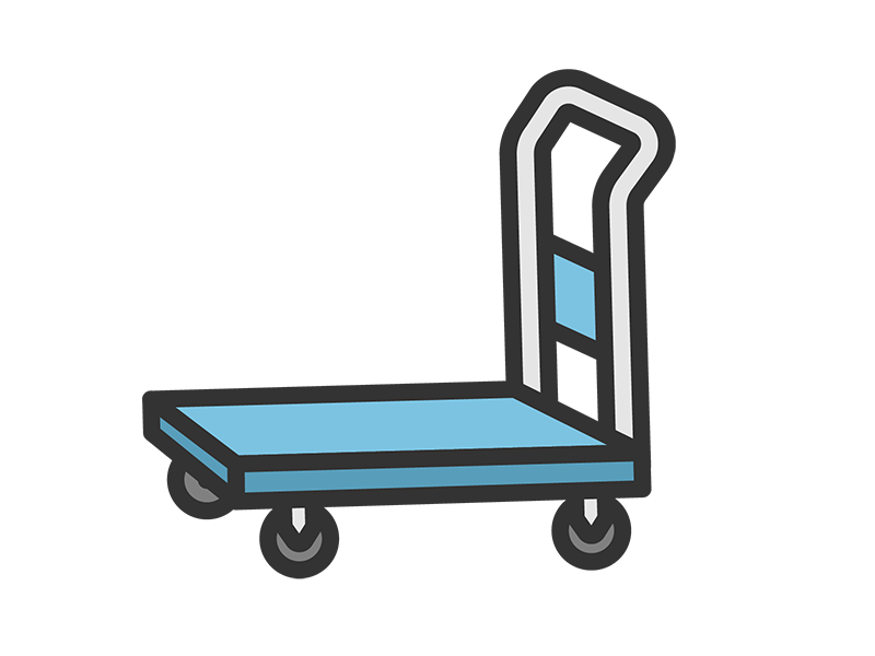 台車のアイコン（線画カラー）の無料イラスト｜透過PNG・商用利用OK