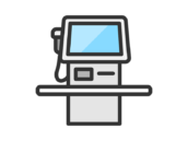 セルフレジのアイコン（線画カラー）の無料イラスト｜透過PNG・商用利用OK