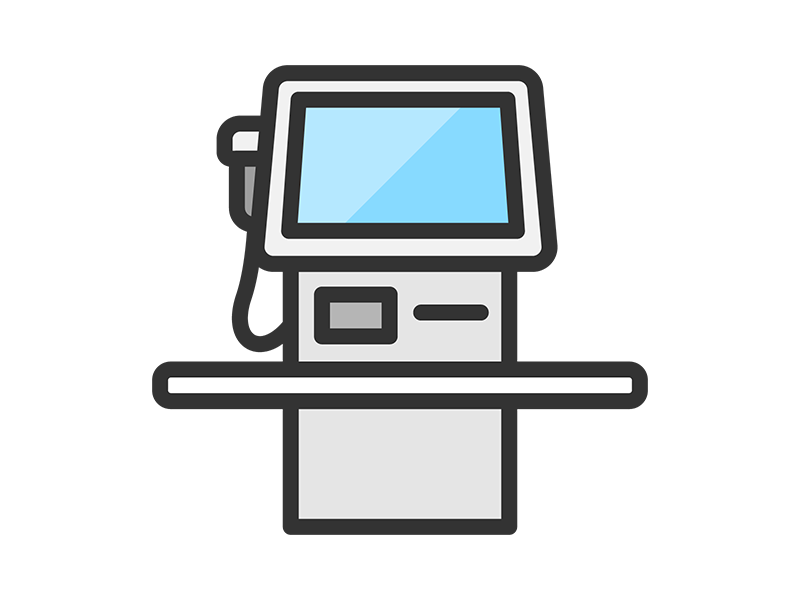 セルフレジのアイコン（線画カラー）の無料イラスト｜透過PNG・商用利用OK