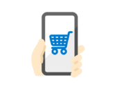 スマホでショッピングするアイコンの無料イラスト｜透過PNG・商用利用OK