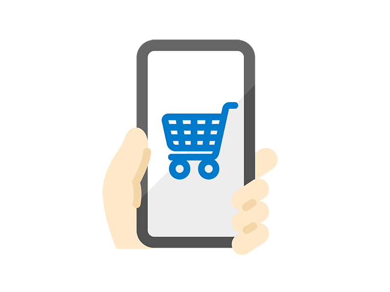 スマホでショッピングするアイコンの無料イラスト｜透過PNG・商用利用OK