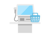 セルフレジと買い物かごのアイコンの無料イラスト｜透過PNG・商用利用OK
