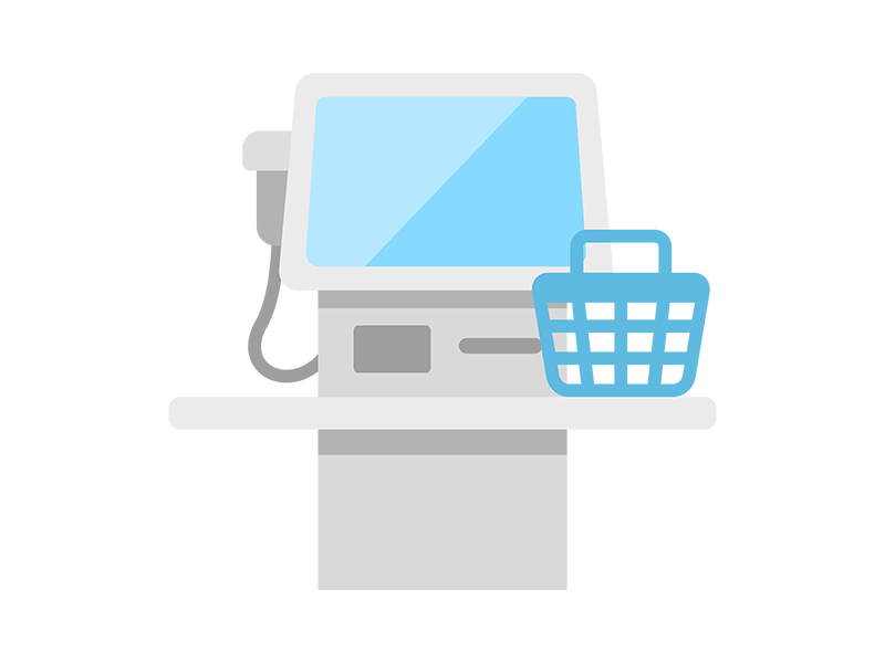 セルフレジと買い物かごのアイコンの無料イラスト｜透過PNG・商用利用OK