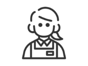スーパーの女性店員のアイコン（線画）の無料イラスト｜透過PNG・商用利用OK