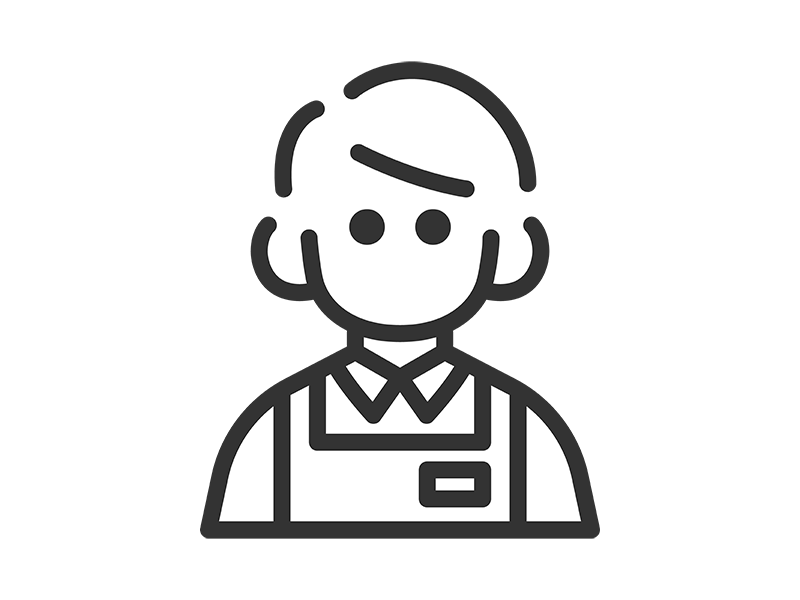 Free illustration of a supermarket male clerk icon (line drawing)