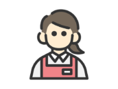 スーパーの女性店員のアイコン（線画カラー）の無料イラスト｜透過PNG・商用利用OK