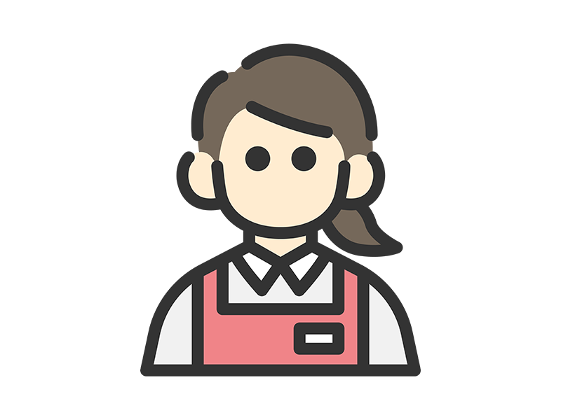 スーパーの女性店員のアイコン（線画カラー）の無料イラスト｜透過PNG・商用利用OK
