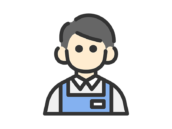 スーパーの男性店員のアイコン（線画カラー）の無料イラスト｜透過PNG・商用利用OK