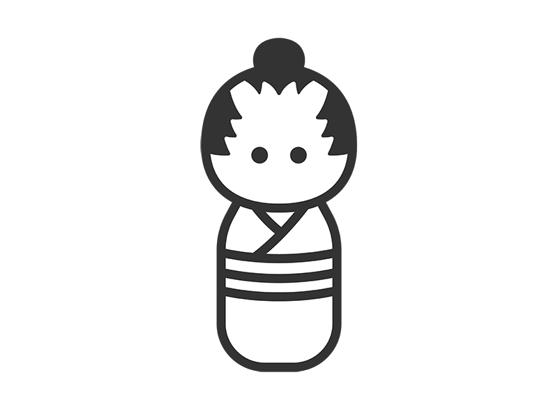 男性のこけしのアイコン（線画）の無料イラスト｜透過PNG・商用利用OK