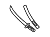 日本刀と鞘のアイコン（線画）の無料イラスト｜透過PNG・商用利用OK