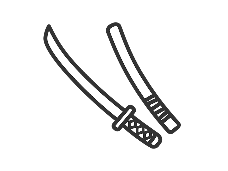 日本刀と鞘のアイコン（線画）の無料イラスト｜透過PNG・商用利用OK