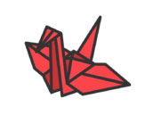 折り鶴のアイコン（線画カラー）の無料イラスト｜透過PNG・商用利用OK