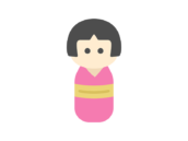 女性のこけしのアイコンの無料イラスト｜透過PNG・商用利用OK