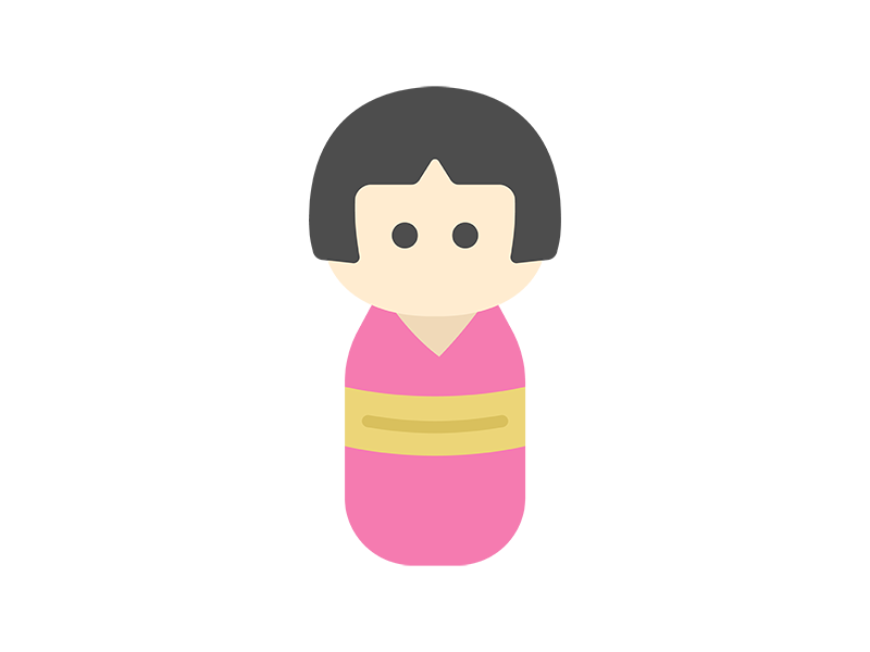 女性のこけしのアイコンの無料イラスト｜透過PNG・商用利用OK
