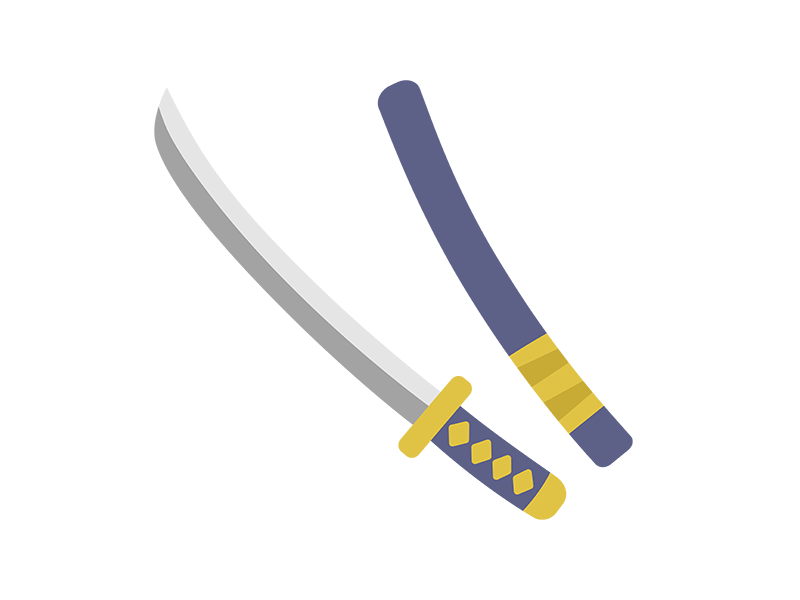 日本刀と鞘のアイコンの無料イラスト｜透過PNG・商用利用OK