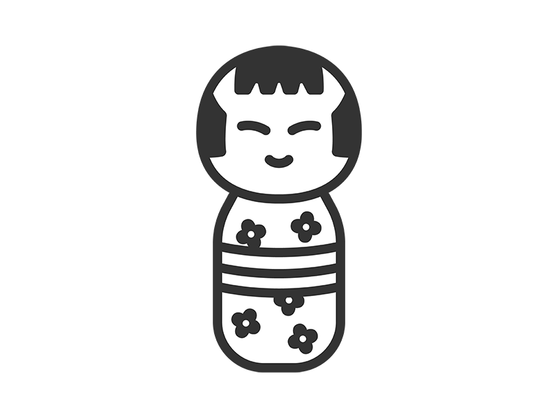 こけしのアイコン（線画）の無料イラスト｜透過PNG・商用利用OK