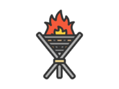 かがり火のアイコン（線画カラー）の無料イラスト｜透過PNG・商用利用OK