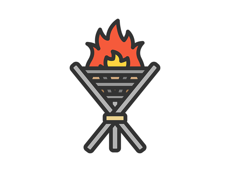 Free illustration of bonfire icon (line drawing color)