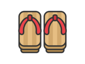 下駄のアイコン（線画カラー）の無料イラスト｜透過PNG・商用利用OK