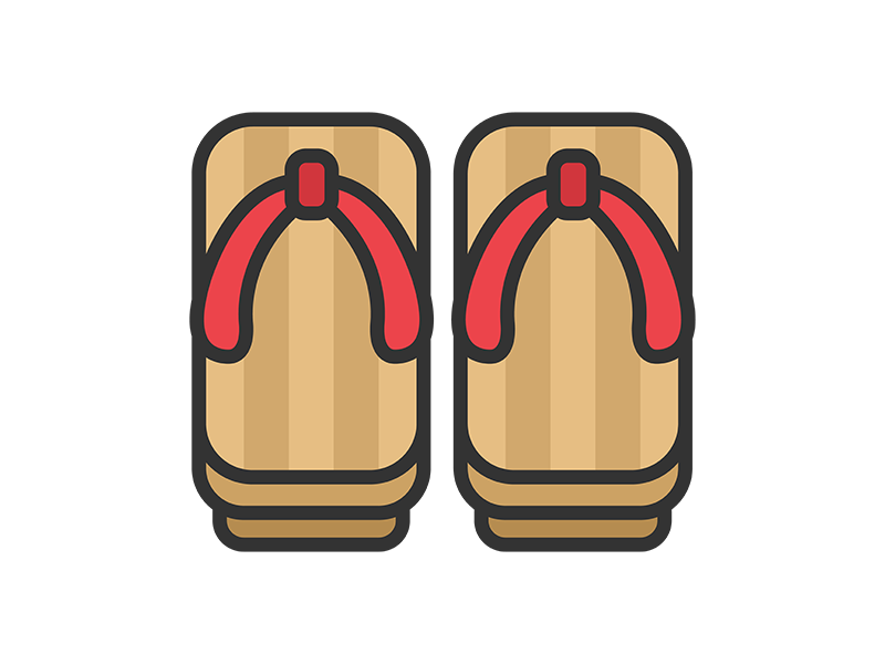 下駄のアイコン（線画カラー）の無料イラスト｜透過PNG・商用利用OK