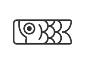 鯉のぼりのアイコン（線画）の無料イラスト｜透過PNG・商用利用OK