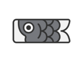 鯉のぼりの真鯉のアイコン（線画カラー）の無料イラスト｜透過PNG・商用利用OK
