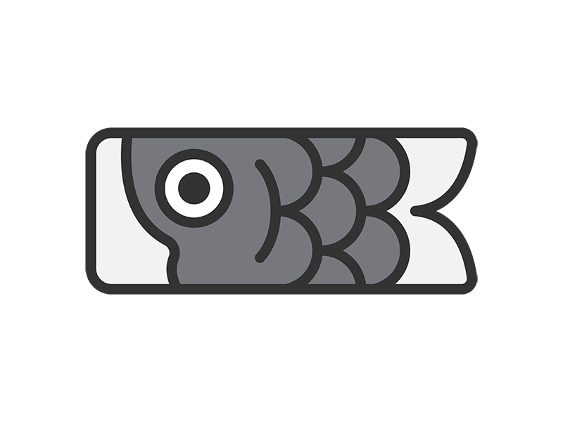 鯉のぼりの真鯉のアイコン（線画カラー）の無料イラスト｜透過PNG・商用利用OK