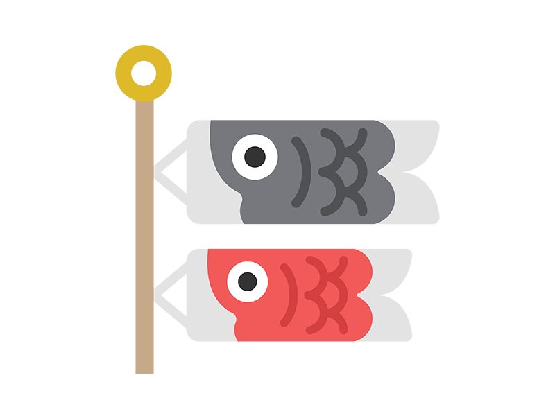 鯉のぼり（真鯉・緋鯉）のアイコンの無料イラスト｜透過PNG・商用利用OK