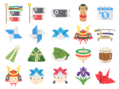 いろいろな、こどもの日のアイコンの無料イラストセット｜透過PNG・商用利用OK