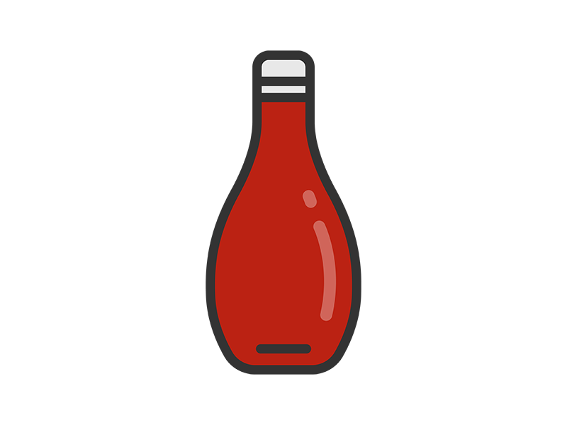 ケチャップのアイコン（線画カラー）の無料イラスト｜透過PNG・商用利用OK