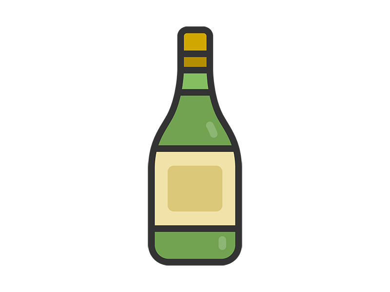 白ワインボトルのアイコン（線画カラー）の無料イラスト｜透過PNG・商用利用OK