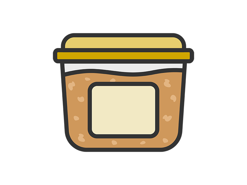 パックに入った、味噌のアイコン（線画カラー）の無料イラスト｜透過PNG・商用利用OK
