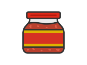 豆板醤の入った、瓶のアイコン（線画カラー）の無料イラスト｜透過PNG・商用利用OK