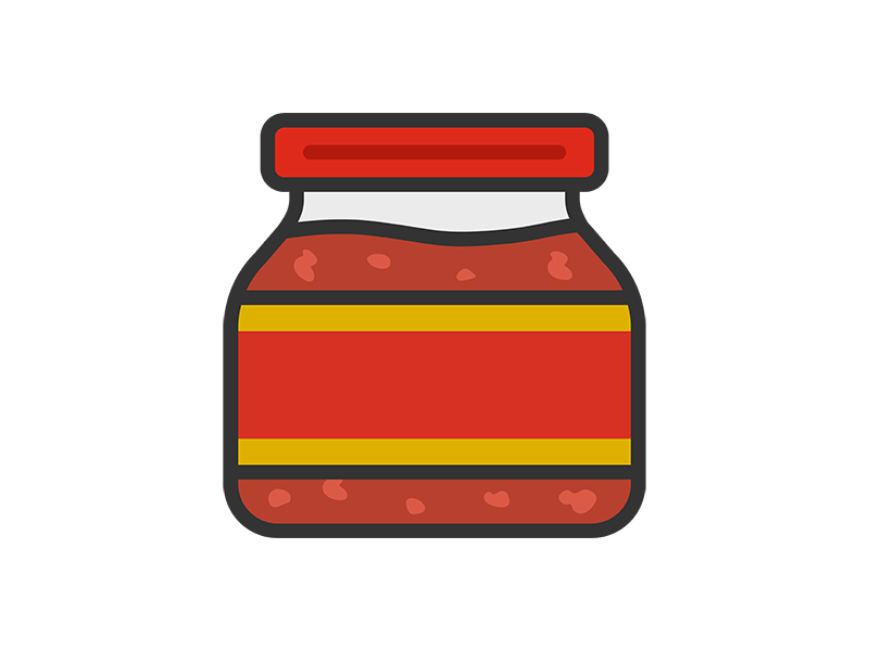 豆板醤の入った、瓶のアイコン（線画カラー）の無料イラスト｜透過PNG・商用利用OK
