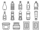 いろいろな、調味料のアイコン（線画）の無料イラストセット｜透過PNG・商用利用OK