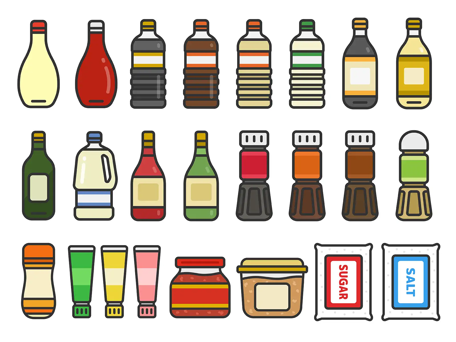 Various Seasoning Icon Illustrations for Commercial Use with Free Downloads