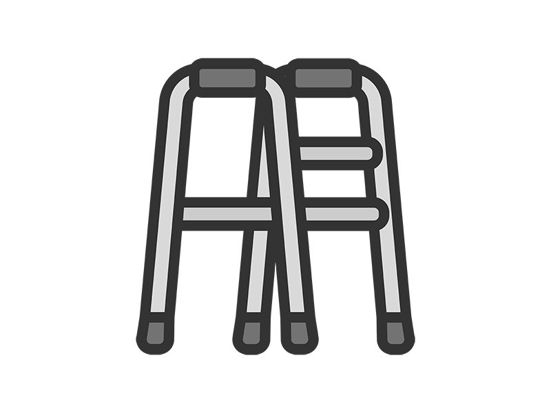 歩行器のアイコン（線画カラー）の無料イラスト｜透過PNG・商用利用OK