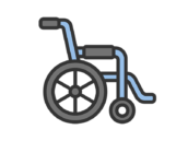 車椅子のアイコン（線画カラー）の無料イラスト｜透過PNG・商用利用OK