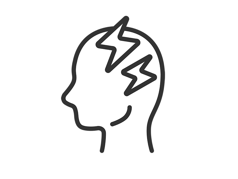 頭痛がする、頭のアイコン（線画）の無料イラスト｜透過PNG・商用利用OK