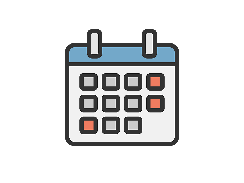 Free illustration of a simple calendar icon (line drawing color)