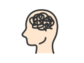 モヤがかかった、頭のアイコン（線画カラー）の無料イラスト｜透過PNG・商用利用OK