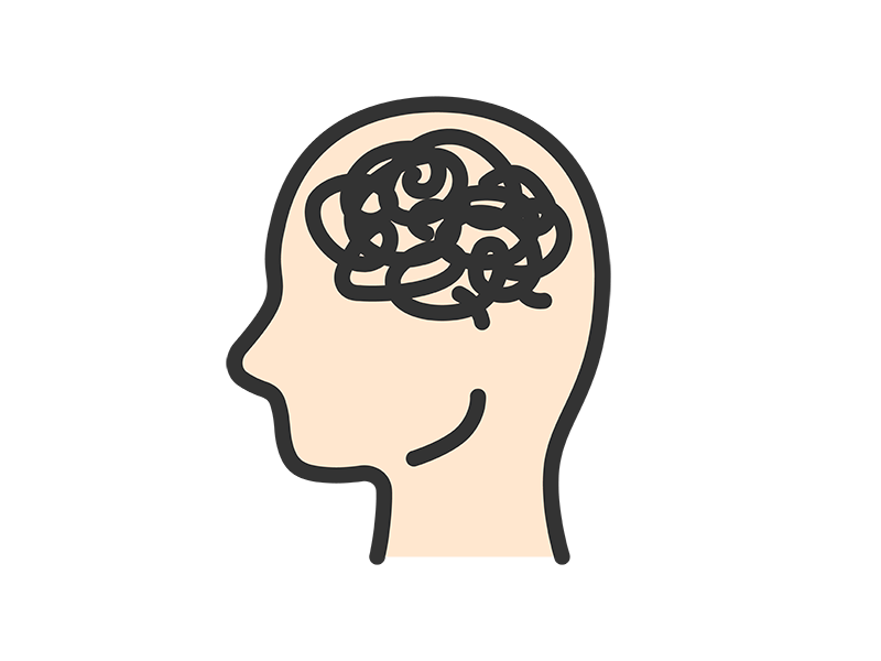 モヤがかかった、頭のアイコン（線画カラー）の無料イラスト｜透過PNG・商用利用OK