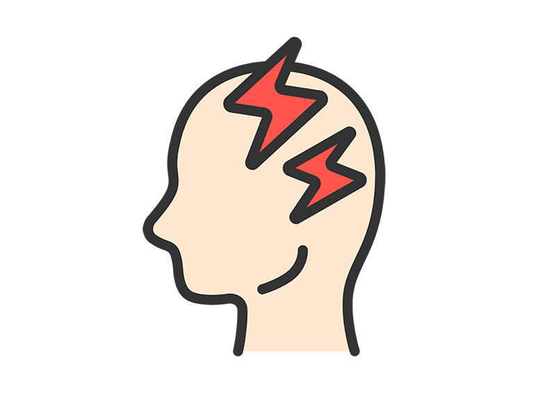 頭痛がする、頭のアイコン（線画カラー）の無料イラスト｜透過PNG・商用利用OK