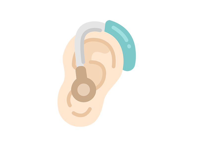 耳につけた、補聴器のアイコンの無料イラスト｜透過PNG・商用利用OK