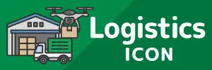 Logistics, Delivery, and Courier Icon Illustration Set
