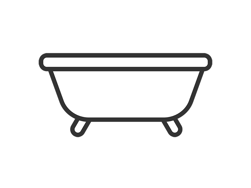 バスタブのアイコン（線画）の無料イラスト｜透過PNG・商用利用OK