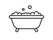 泡立った、バスタブのアイコン（線画）の無料イラスト｜透過PNG・商用利用OK